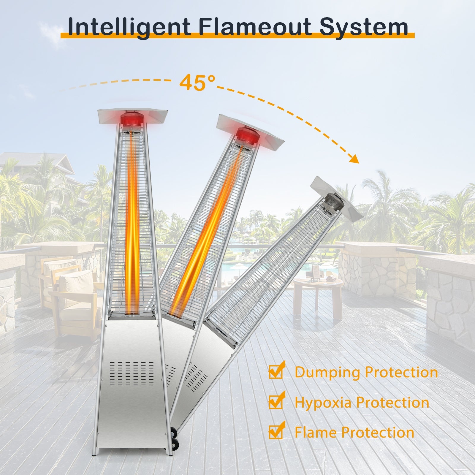 42000 BTU Pyramid Patio Heater with Wheels