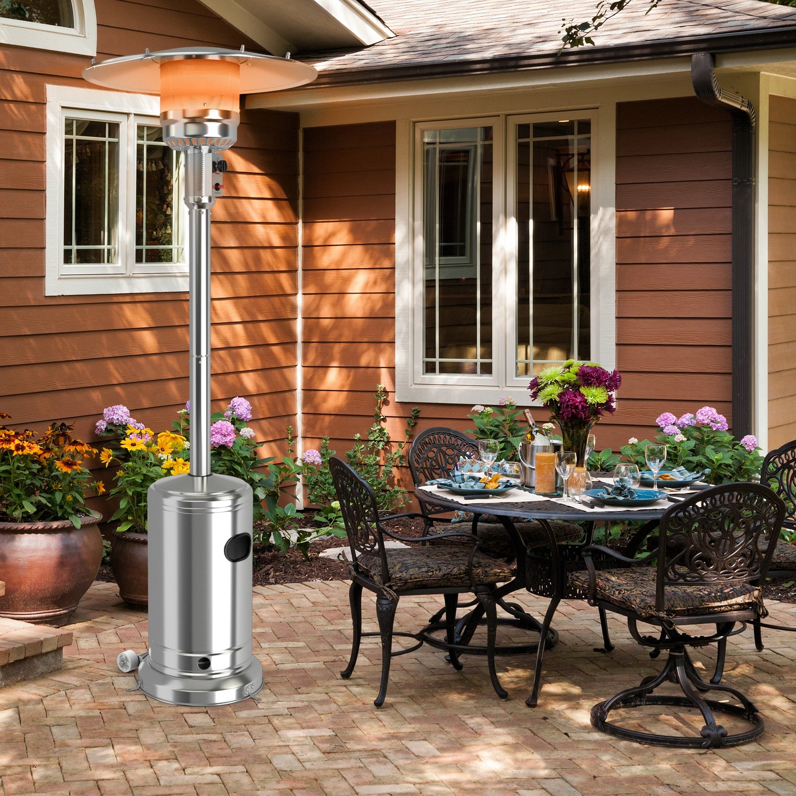 Garden Propane Standing LP Gas Steel Accessories Heater-Silver 