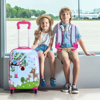 2 Pieces ABS Kids Suitcase Backpack Luggage Set 