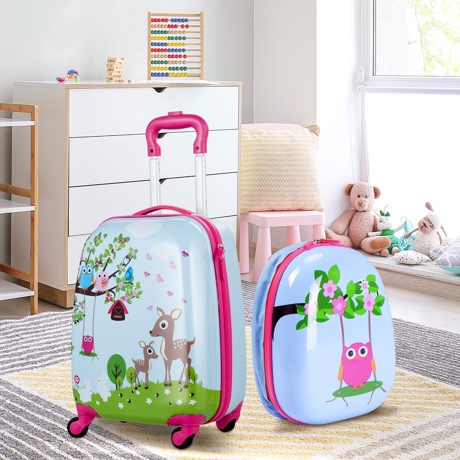 2 Pieces ABS Kids Suitcase Backpack Luggage Set