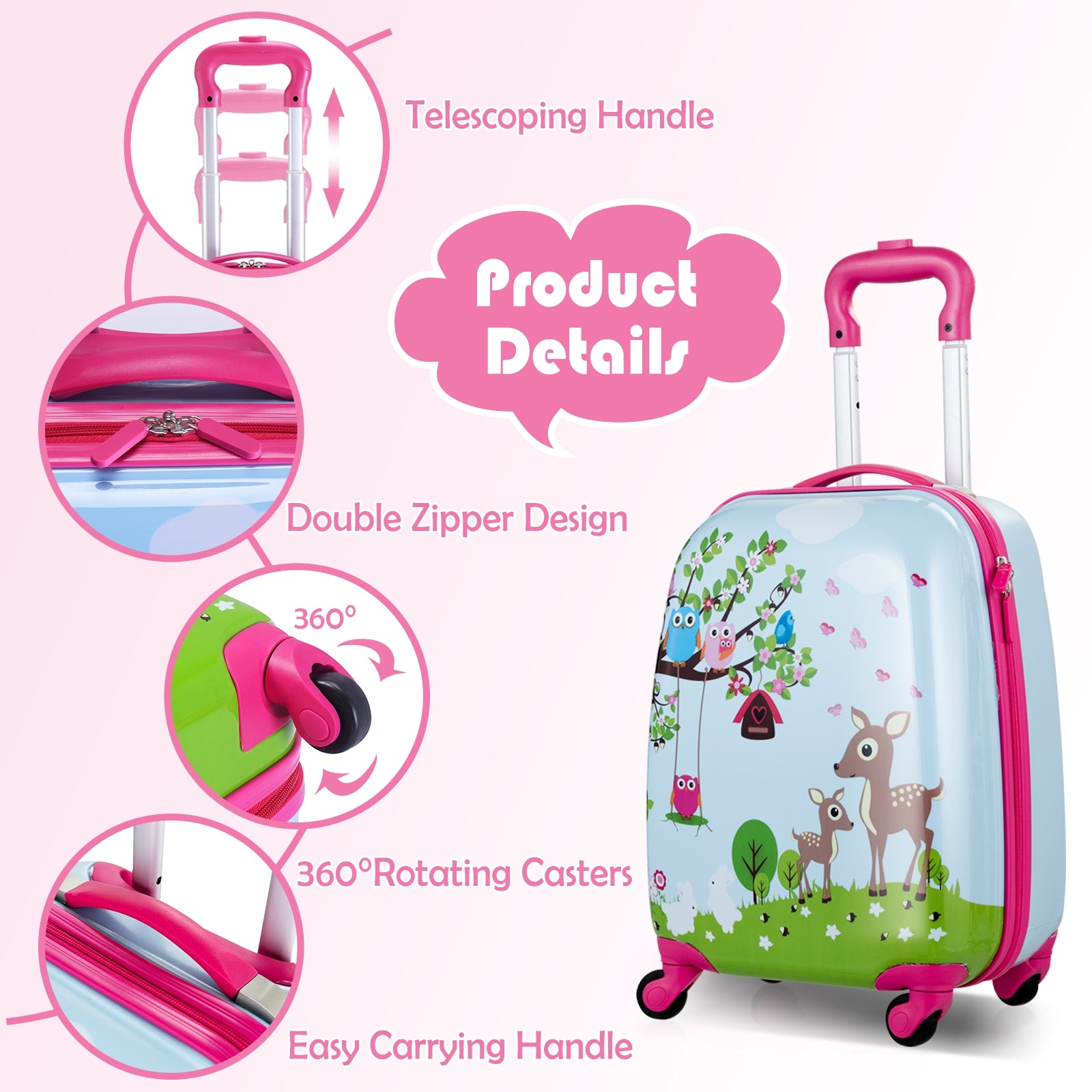 2 Pieces ABS Kids Suitcase Backpack Luggage Set