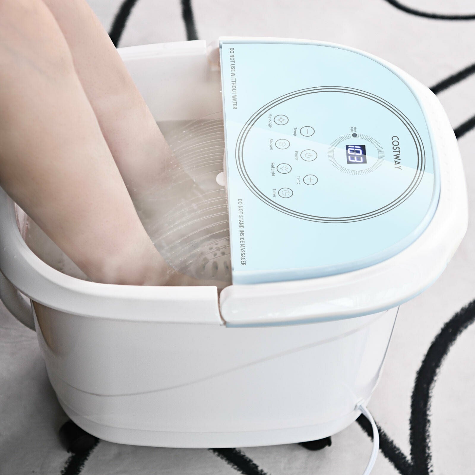 Foot Spa Bath Massager with 3-Angle Shower and Motorized Rollers-Blue