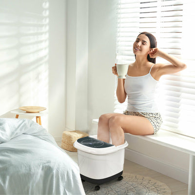 Foot Spa Bath Massager with 3-Angle Shower and Motorized Rollers-Gray 
