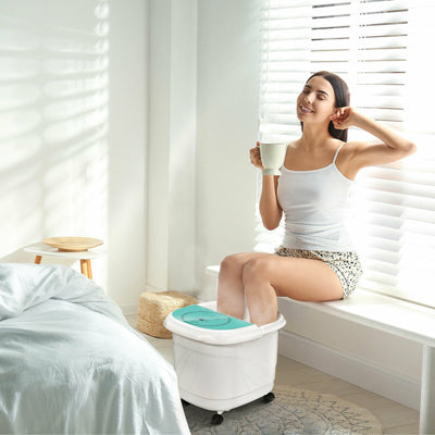 Foot Spa Bath Massager with 3-Angle Shower and Motorized Rollers-Green 