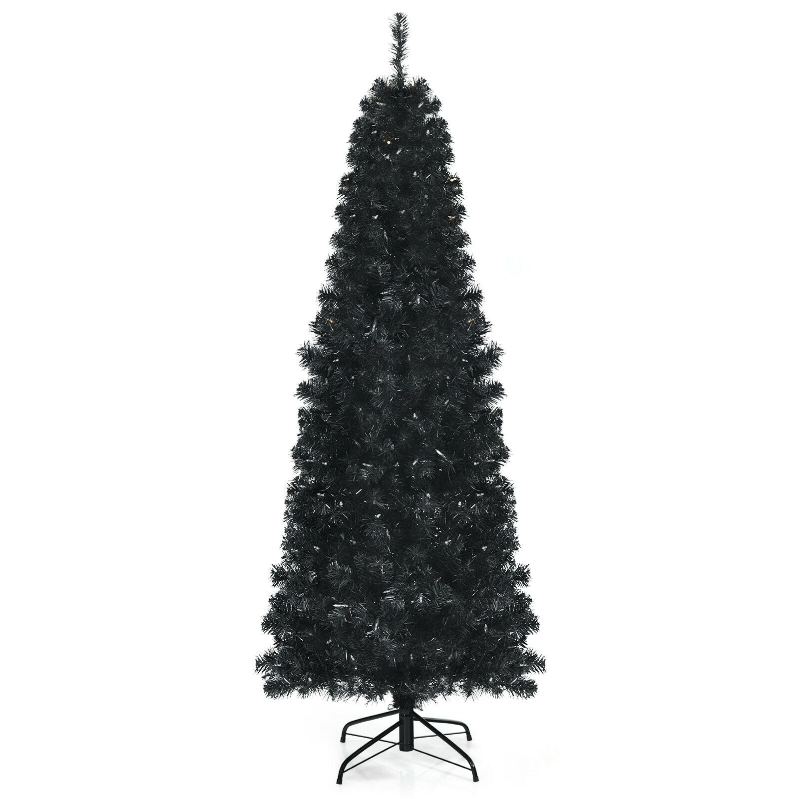 Pre-lit Christmas Halloween Tree with PVC Branch Tips and Warm White Lights-6'