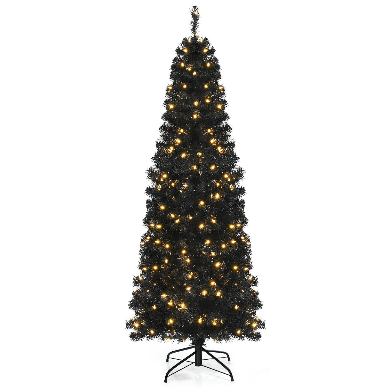 Pre-lit Christmas Halloween Tree with PVC Branch Tips and Warm White Lights-6'