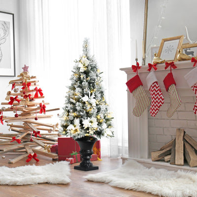 4 Feet Pre-lit Snowy Christmas Entrance Tree with White Berries and Flowers 
