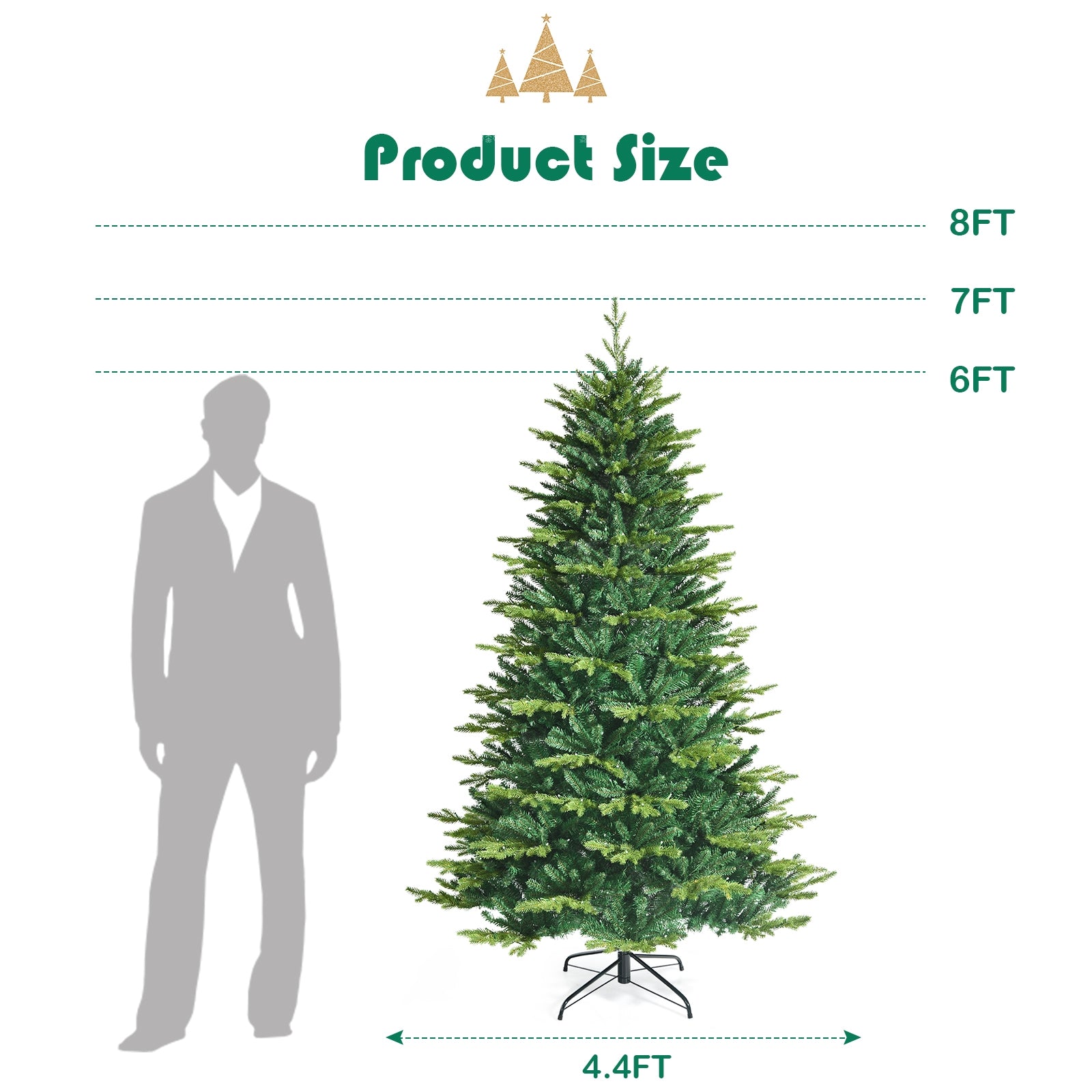 Pre-lit Artificial Hinged Christmas Tree with APP Controlled LED Lights-7'