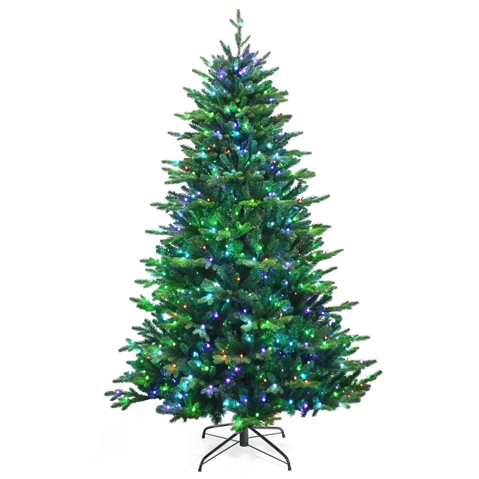 Pre-lit Artificial Hinged Christmas Tree with APP Controlled LED Lights-7'