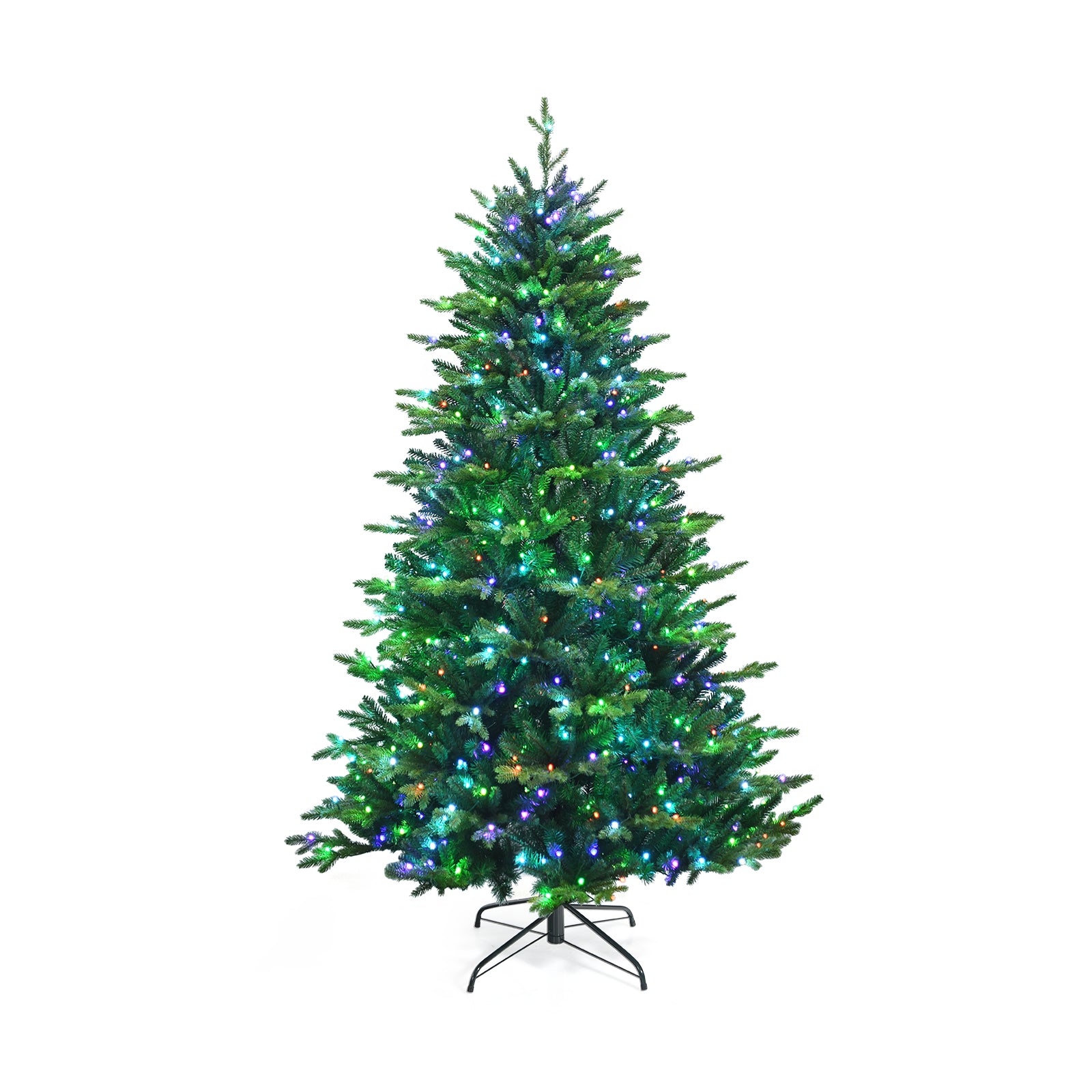 Pre-lit Artificial Hinged Christmas Tree with APP Controlled LED Lights-7'