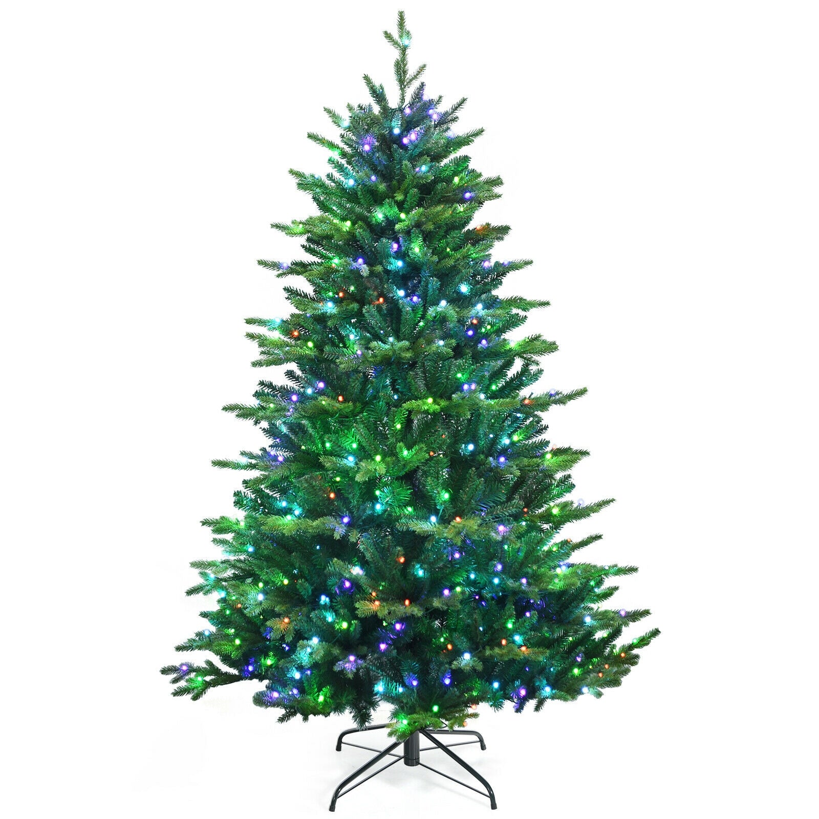 Pre-lit Artificial Hinged Christmas Tree with APP Controlled LED Lights-6'