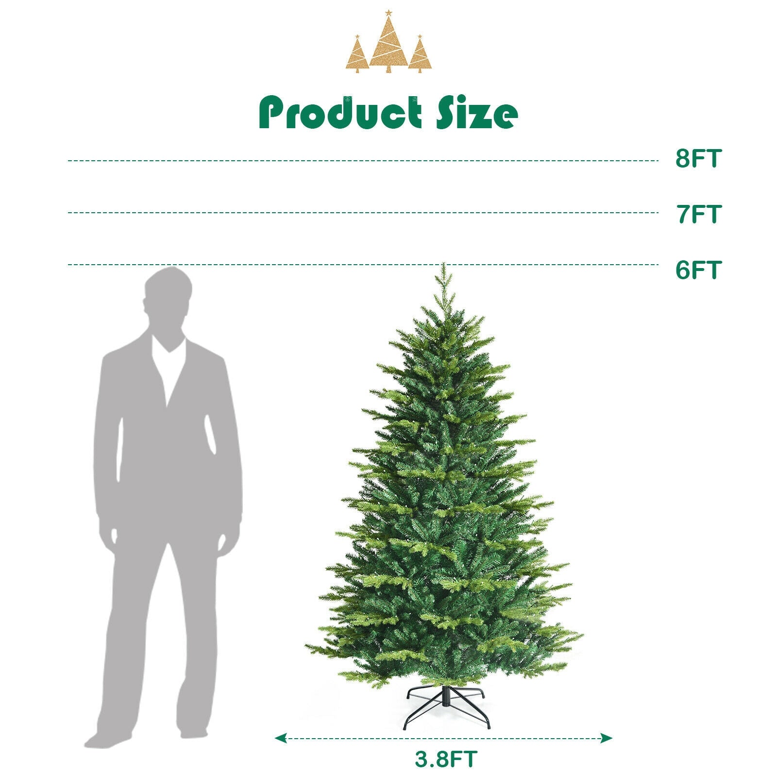 Pre-lit Artificial Hinged Christmas Tree with APP Controlled LED Lights-6'