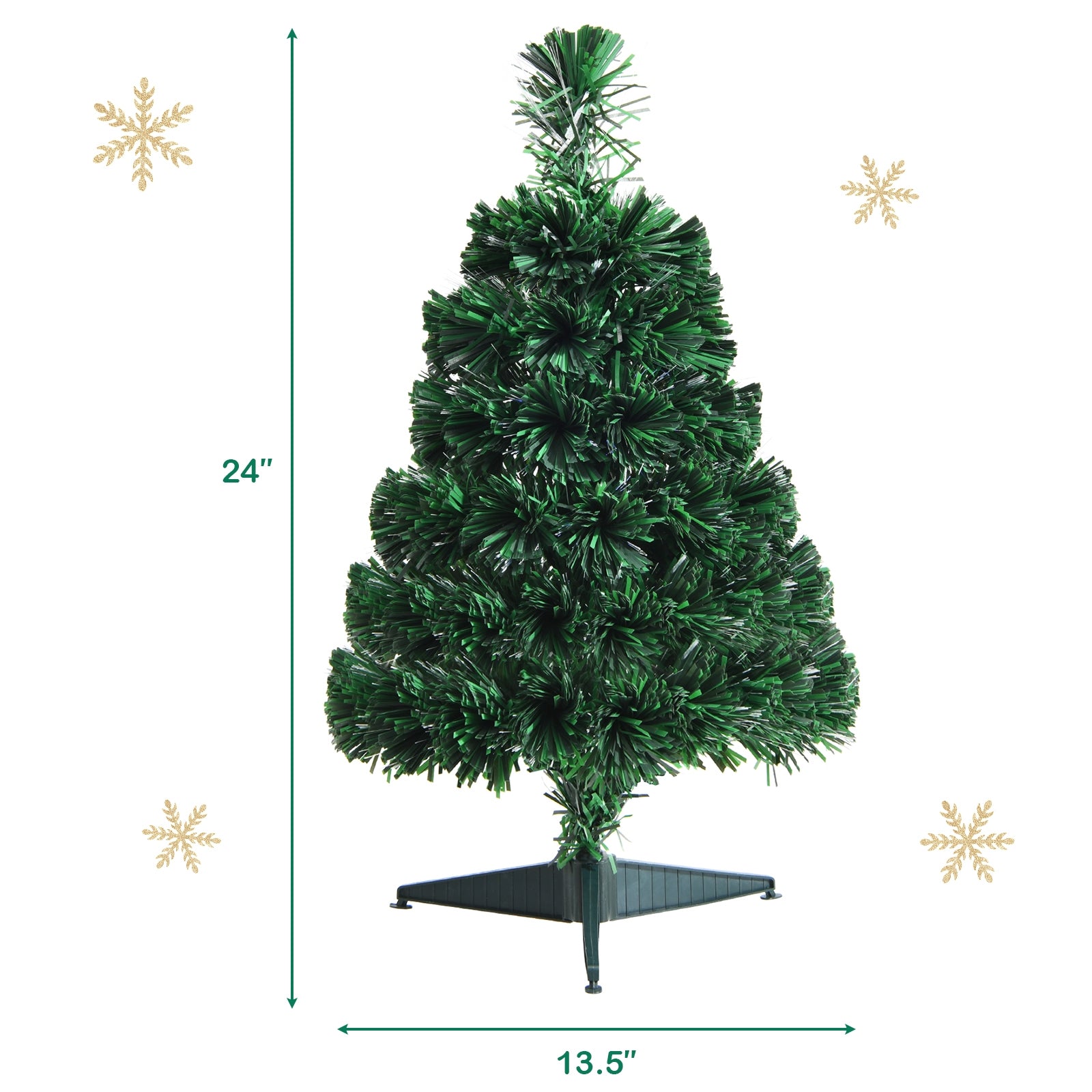 2 Feet Pre-lit Fiber Optic PVC Artificial Christmas Tree Tabletop with Stand