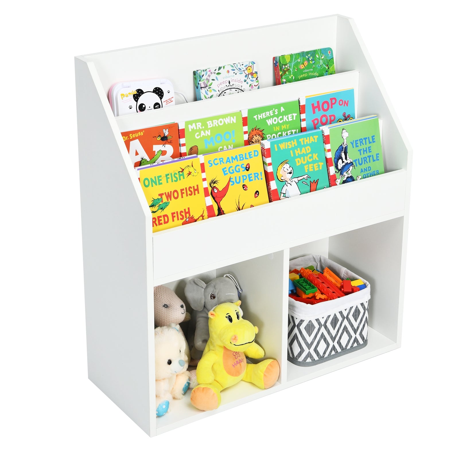 Kids Wooden Bookshelf Bookcase Children Toy Storage Cabinet Organizer White