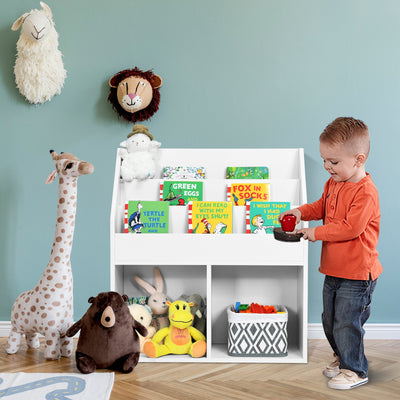 Kids Wooden Bookshelf Bookcase Children Toy Storage Cabinet Organizer White 