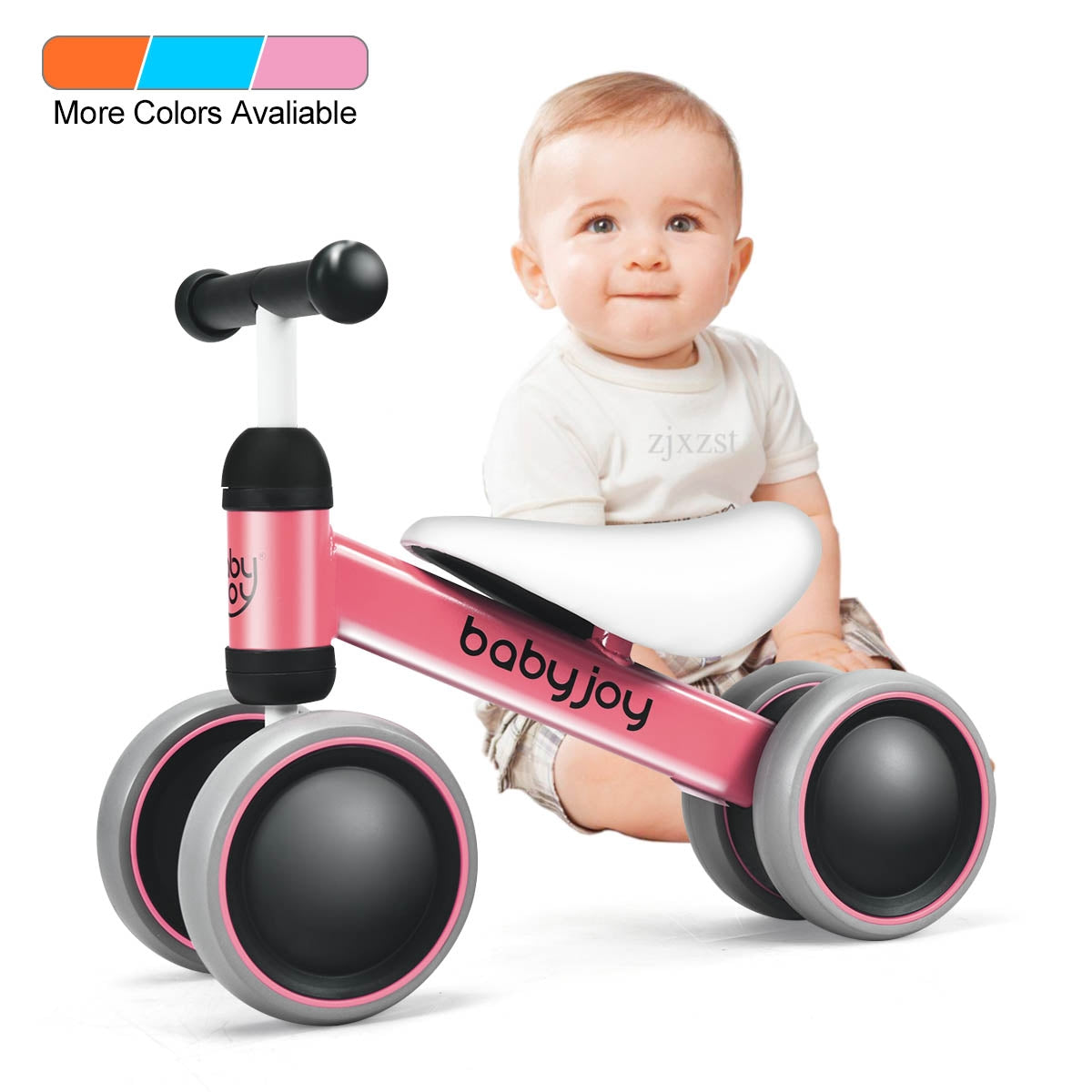 4 Wheels No-Pedal Baby Balance Bike-Pink