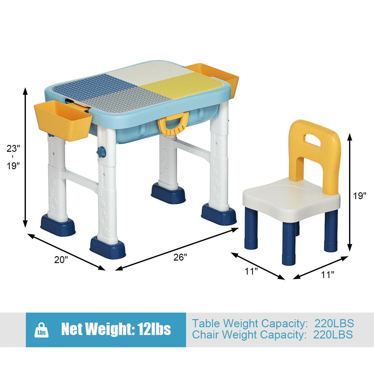 6-in-1 Kids Activity Table Set with Chair