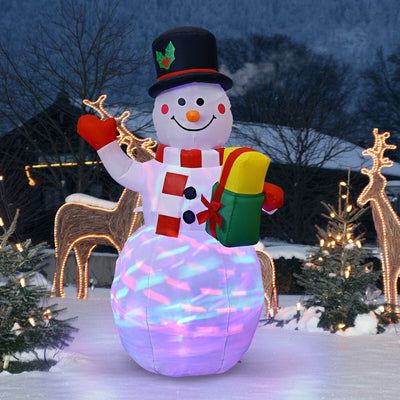 5 Feet Tall Snowman Inflatable with Built-in Colorful LED Lights 