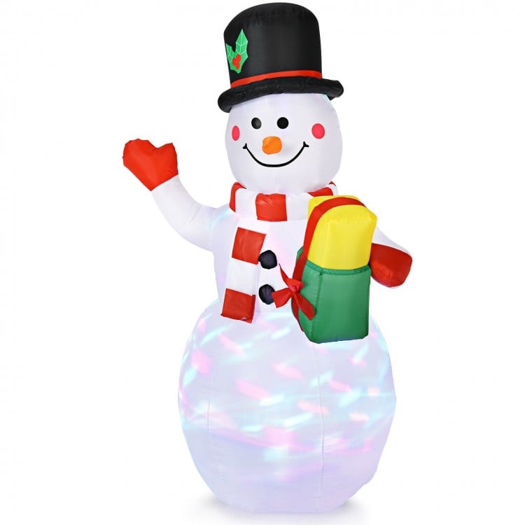 5 Feet Tall Snowman Inflatable with Built-in Colorful LED Lights