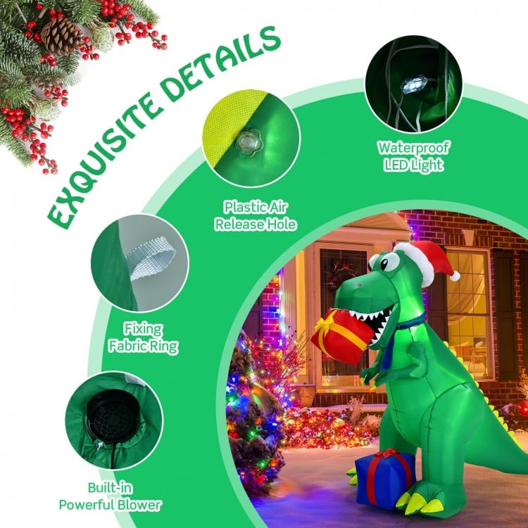 6 Feet Christmas Inflatable Dinosaur for Indoor and Outdoor