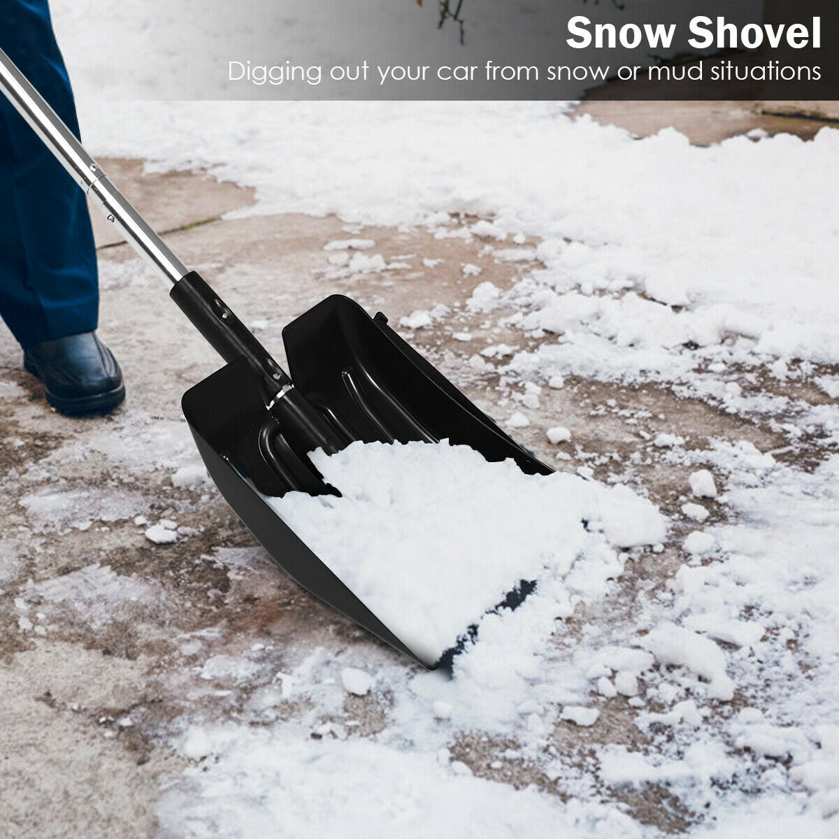 3-in-1 Snow Shovel with Ice Scraper and Snow Brush