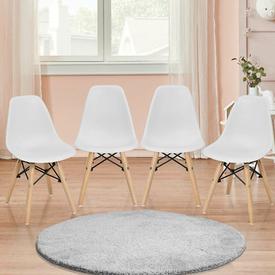 4 Pieces Medieval Style Children Chair Set with Wood Legs-WhiteÂ 