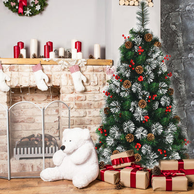 4 Feet Artificial Christmas Tree with Pine Cones and Red Berry ClustersÂ 