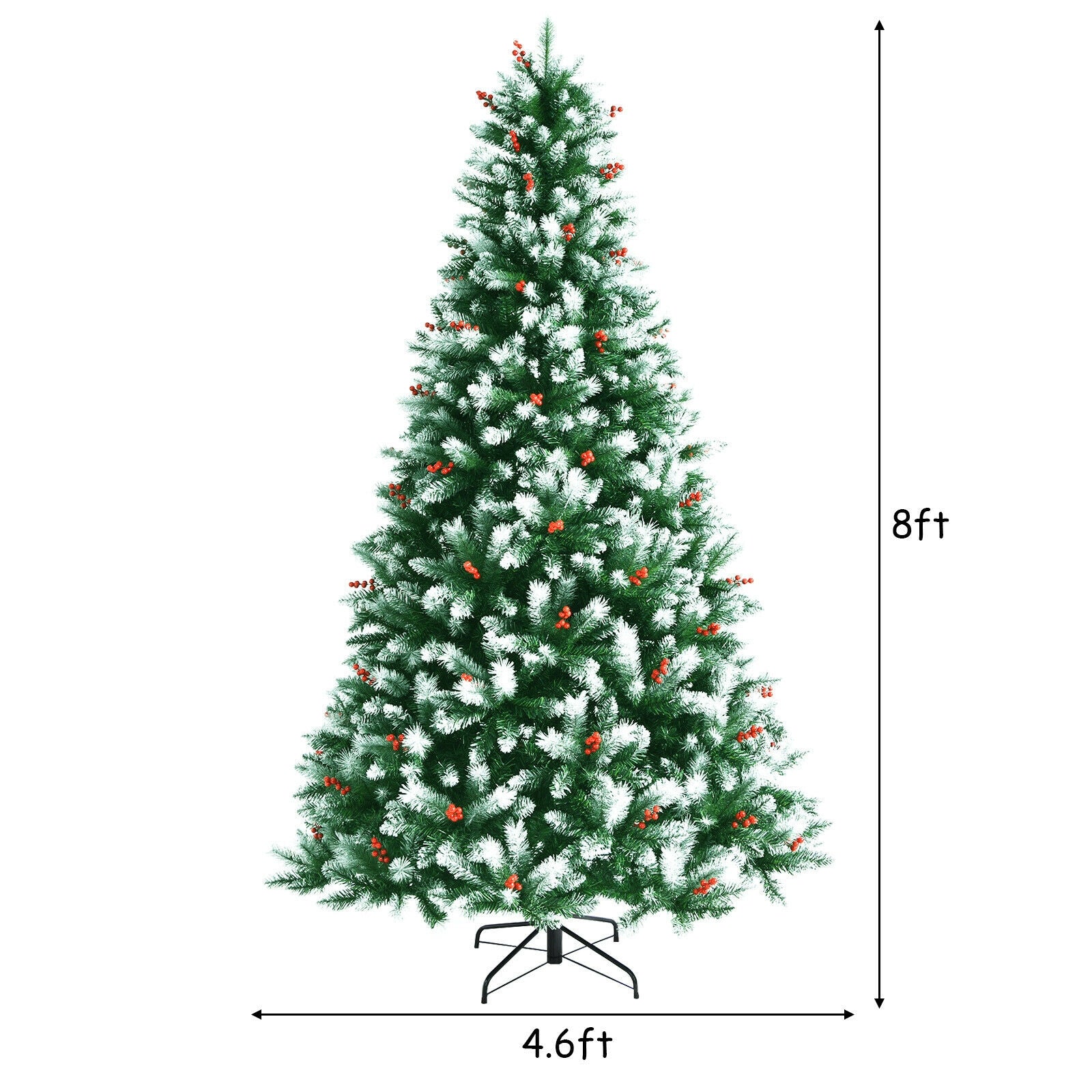 Artificial PVC Christmas Tree with Branch Tips and Metal Stand-8'