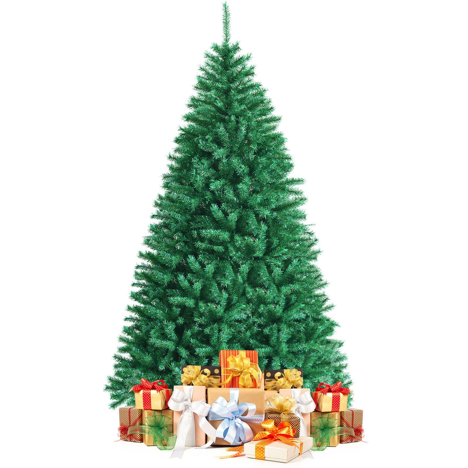 8 Feet Green Artificial Christmas Tree with 1704 Iridescent Branch Tips