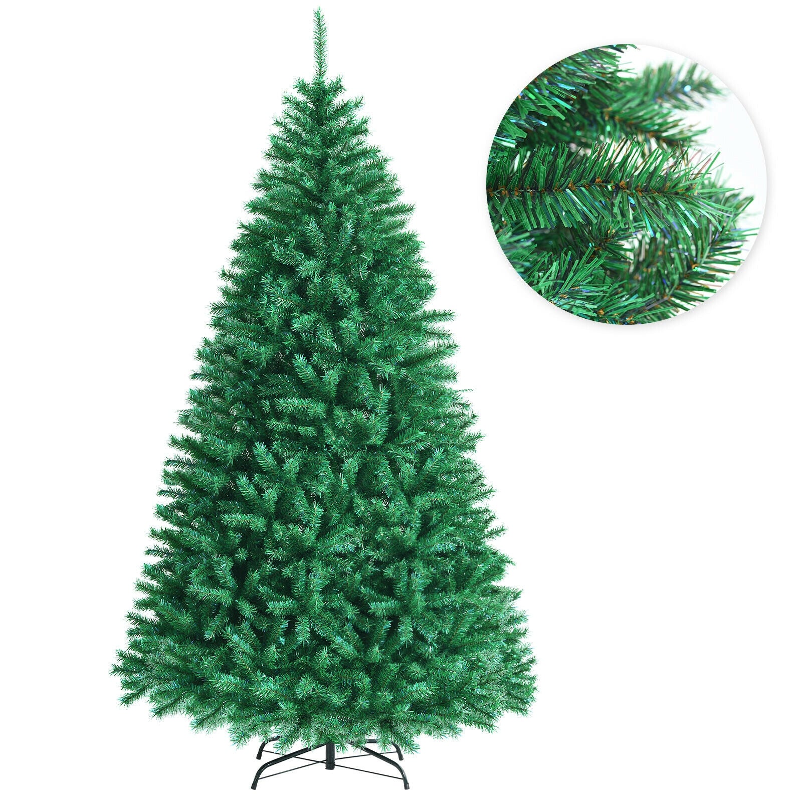 8 Feet Green Artificial Christmas Tree with 1704 Iridescent Branch Tips