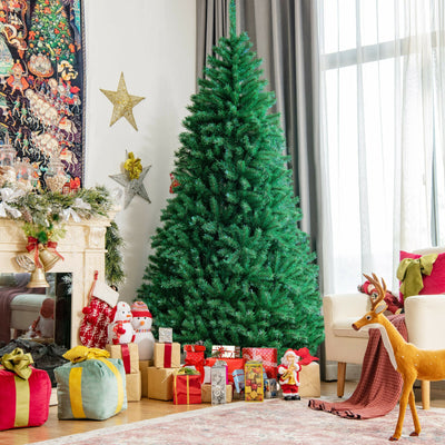 8 Feet Green Artificial Christmas Tree with 1704 Iridescent Branch TipsÂ 