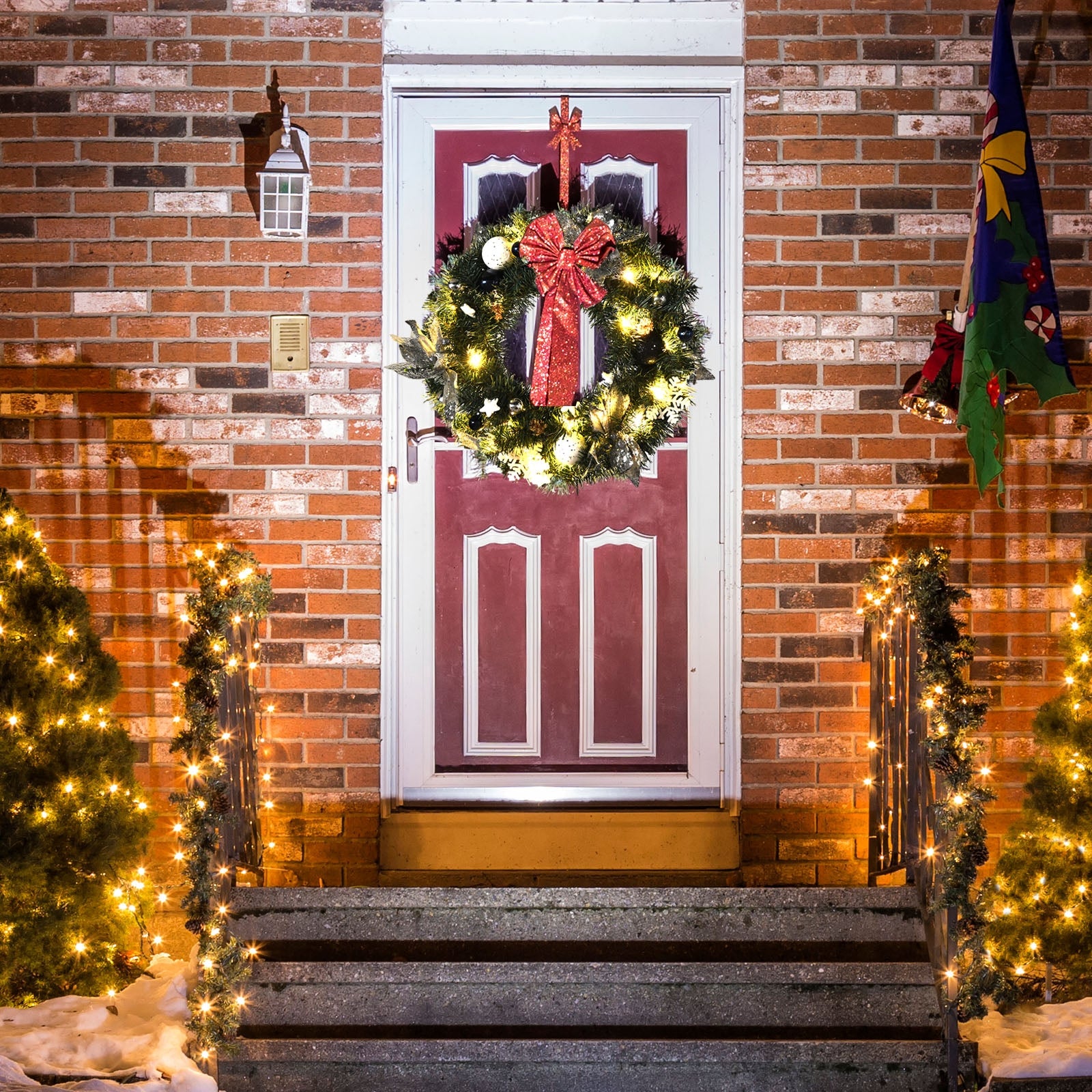 Battery Operated Xmas Wreath with 30 LED Lights