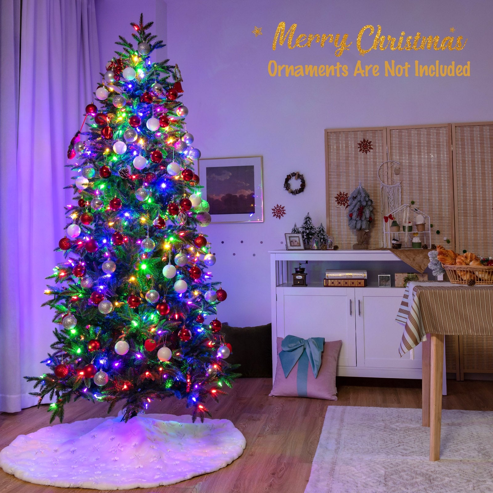 Artificial Christmas Tree with 2 Lighting Colors and 9 Flash Modes-7 ft