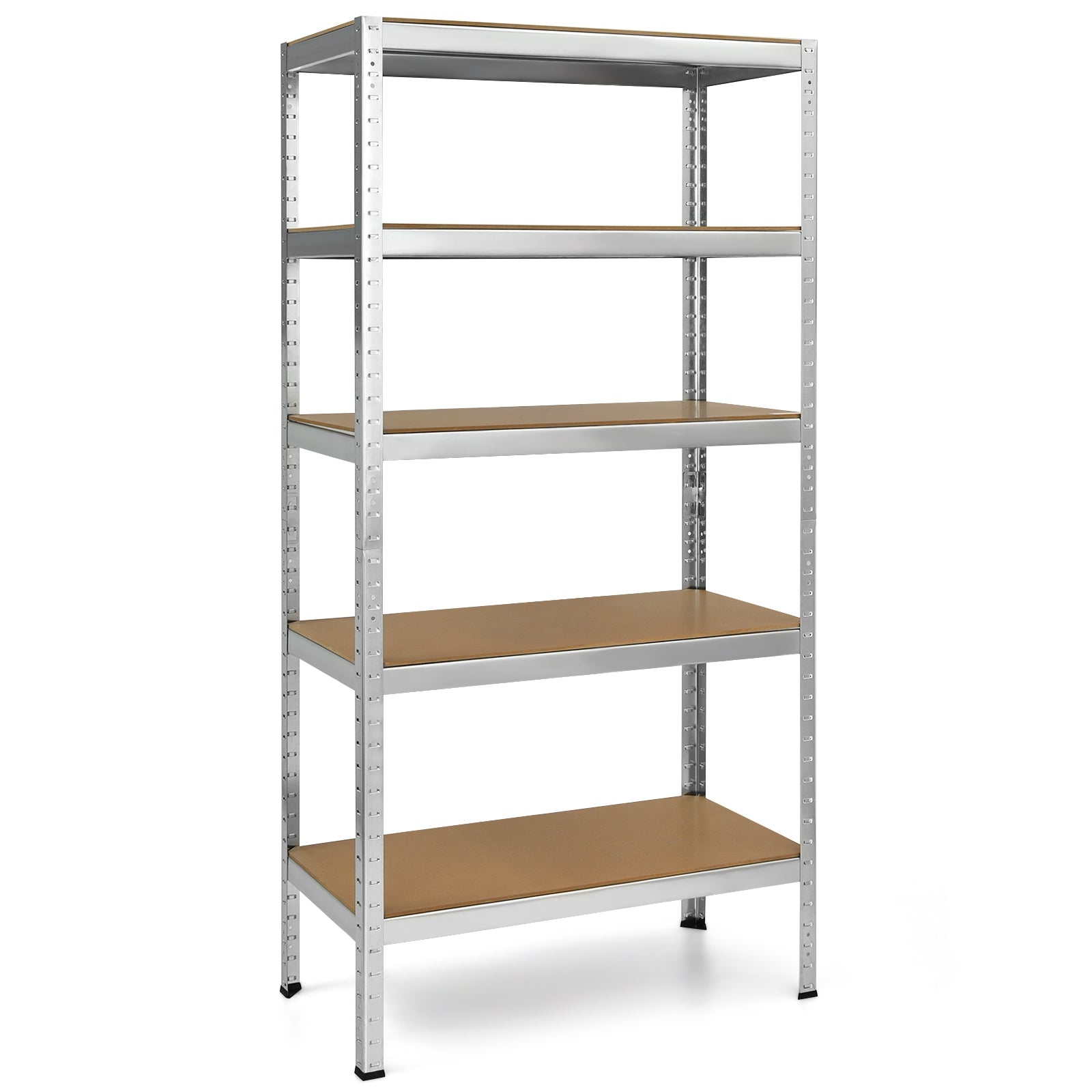 71 inch Heavy Duty Steel Adjustable 5 Level Storage Shelves-Silver