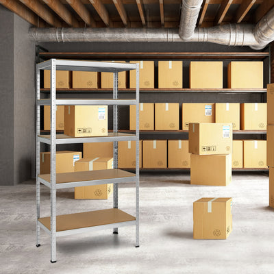 71 inch Heavy Duty Steel Adjustable 5 Level Storage Shelves-SilverÂ 