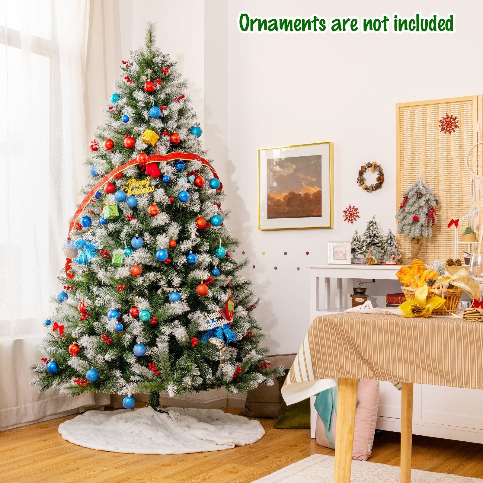 Artificial PVC Christmas Tree with Branch Tips and Metal Stand-7'