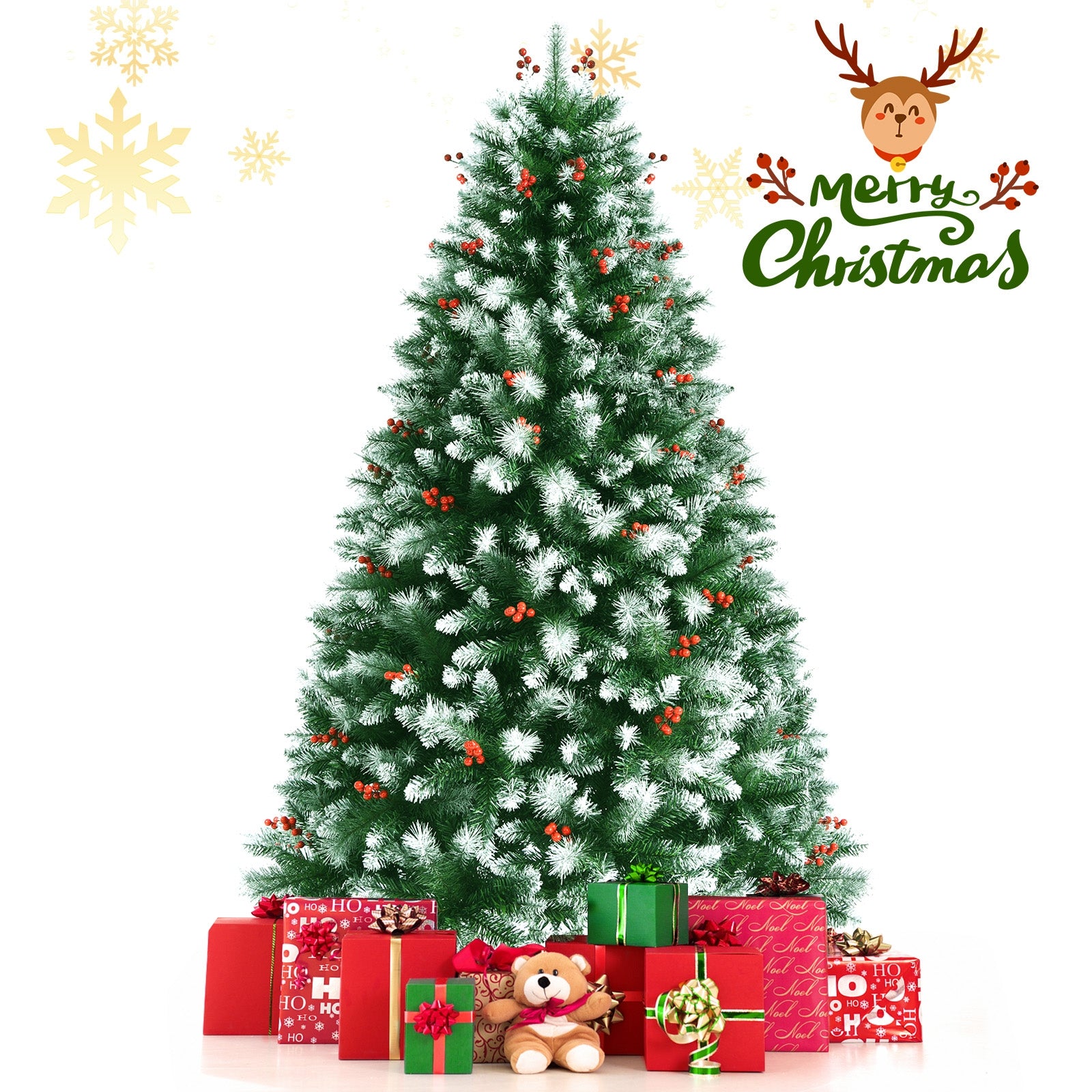 Artificial PVC Christmas Tree with Branch Tips and Metal Stand-6 ft