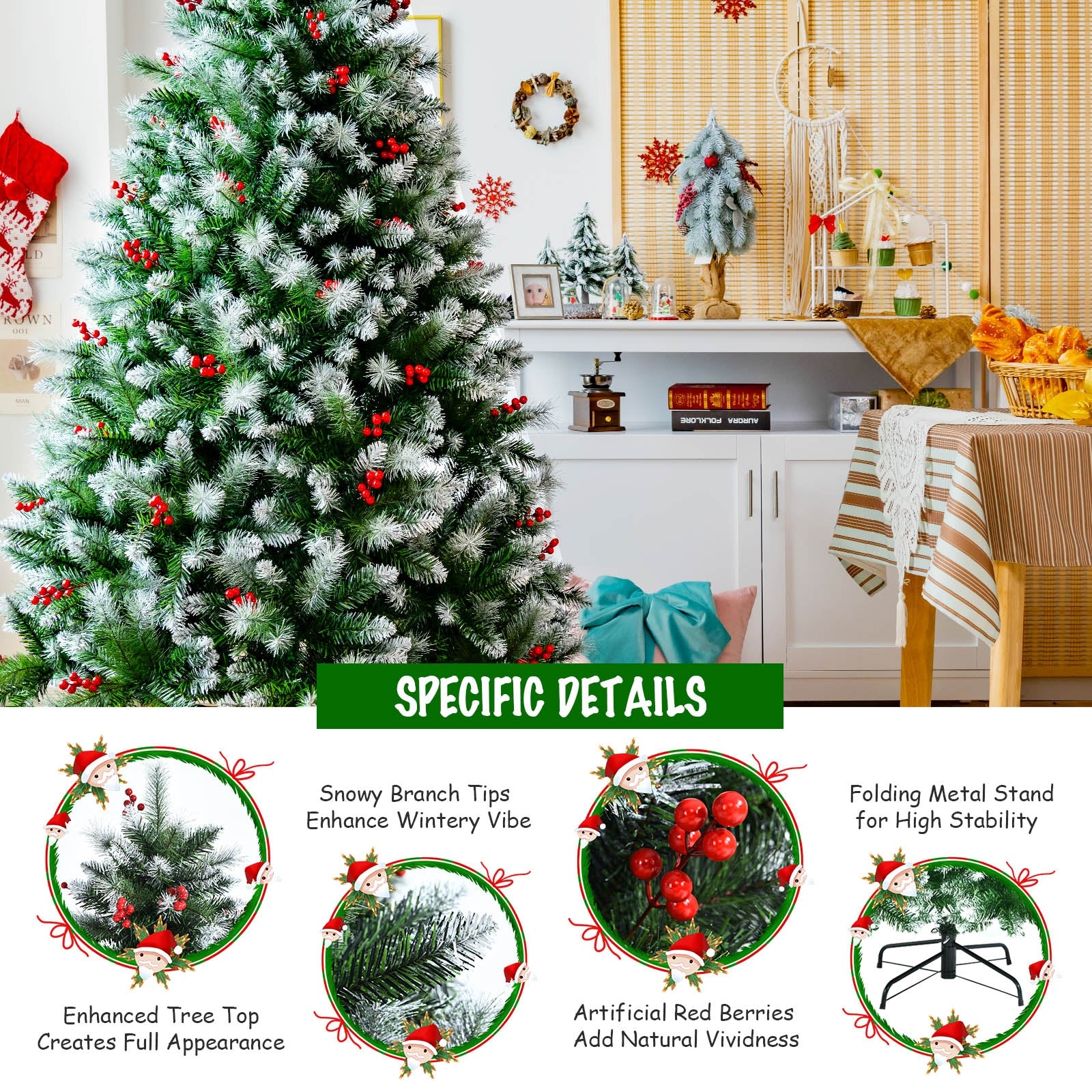 Artificial PVC Christmas Tree with Branch Tips and Metal Stand-6 ft