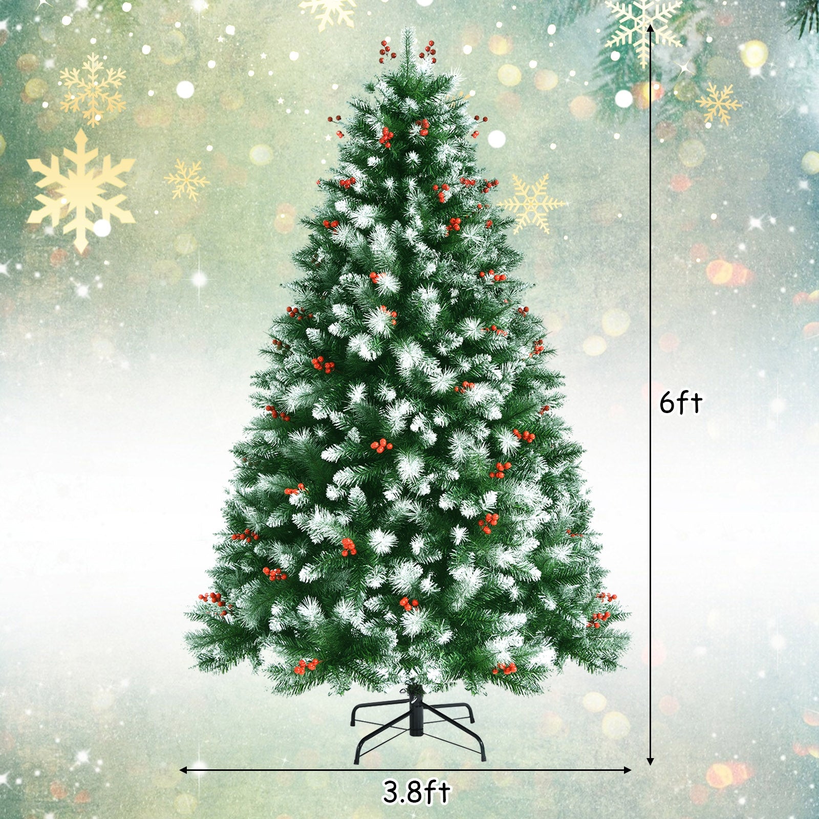 Artificial PVC Christmas Tree with Branch Tips and Metal Stand-6 ft