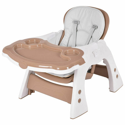 3 in 1 Infant Table and Chair Set Baby High Chair-BrownÂ 