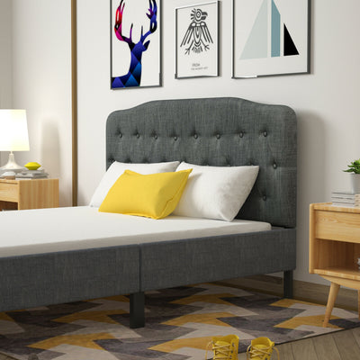 Queen Upholstered Headboard with Adjustable Heights-Dark GrayÂ 
