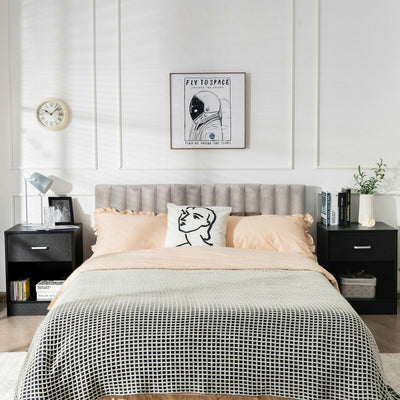 2 Pieces Nightstand with Storage Drawer and Cabinet-BlackÂ 