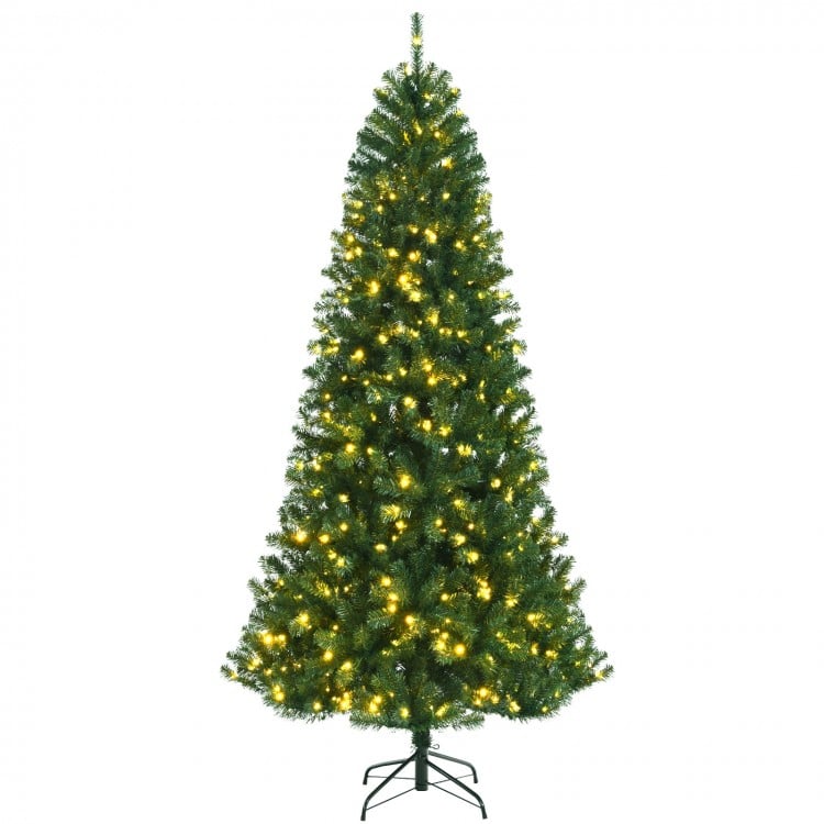 8 Feet Artificial Christmas Tree with Remote-controlled Color-changing LED Lights