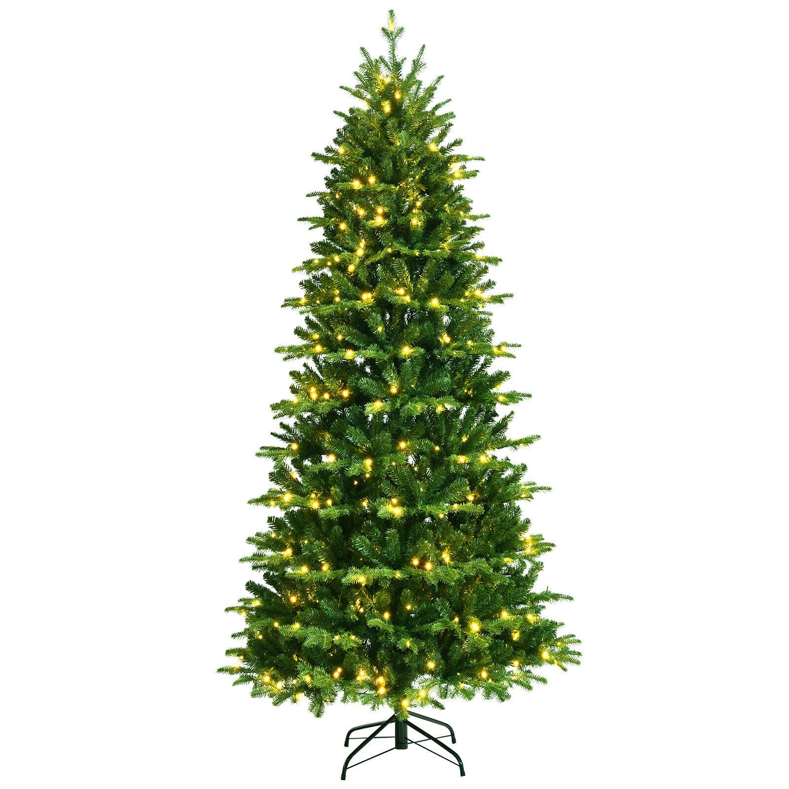 Realistic Pre-Lit Hinged Christmas Tree with Lights and Foot Switch-8'