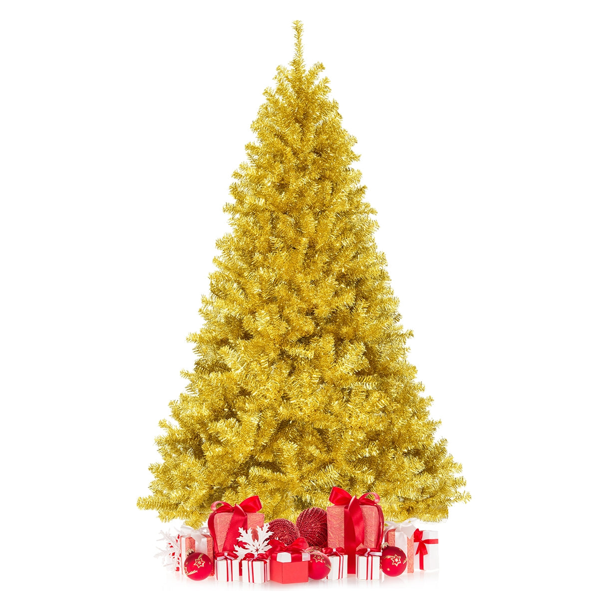 6/7.5 Feet Artificial Tinsel Christmas Tree Hinged with Foldable Stand-7.5 ft