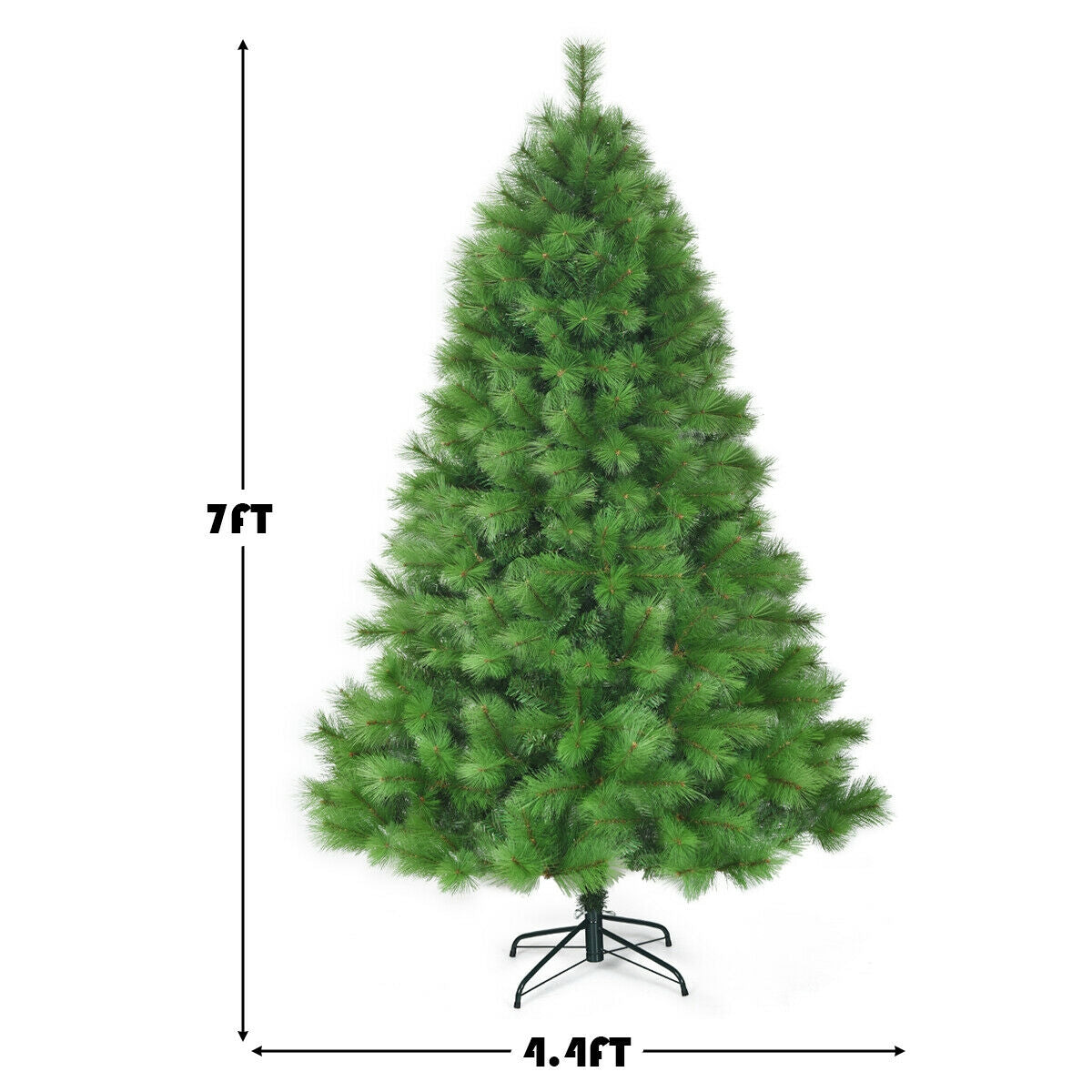 7 Feet Hinged Artificial Christmas Tree Holiday Decoration with Stand