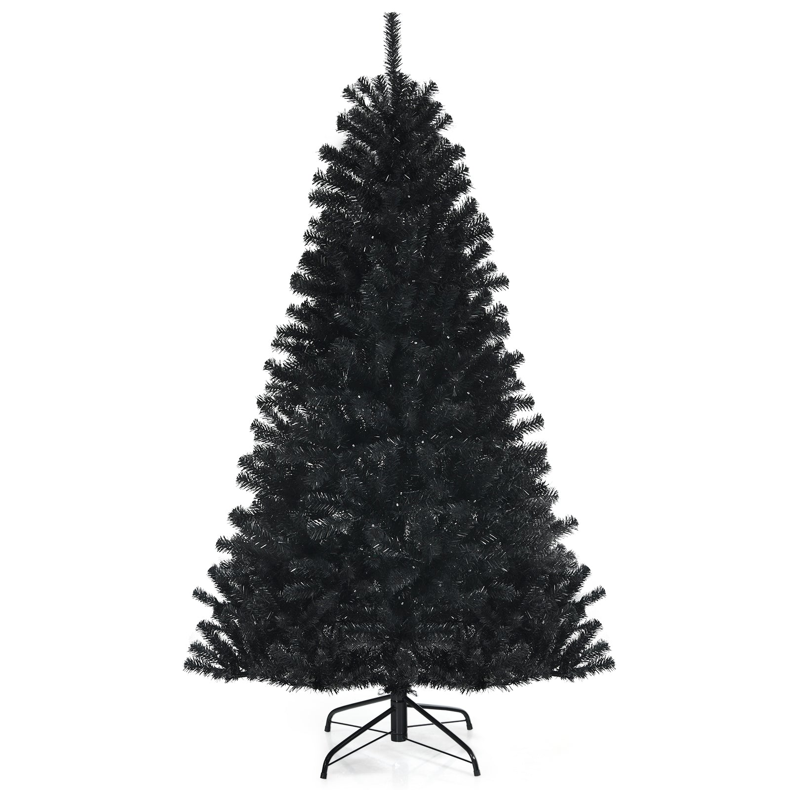 Black Artificial Christmas Halloween Tree with Purple LED Lights-6'