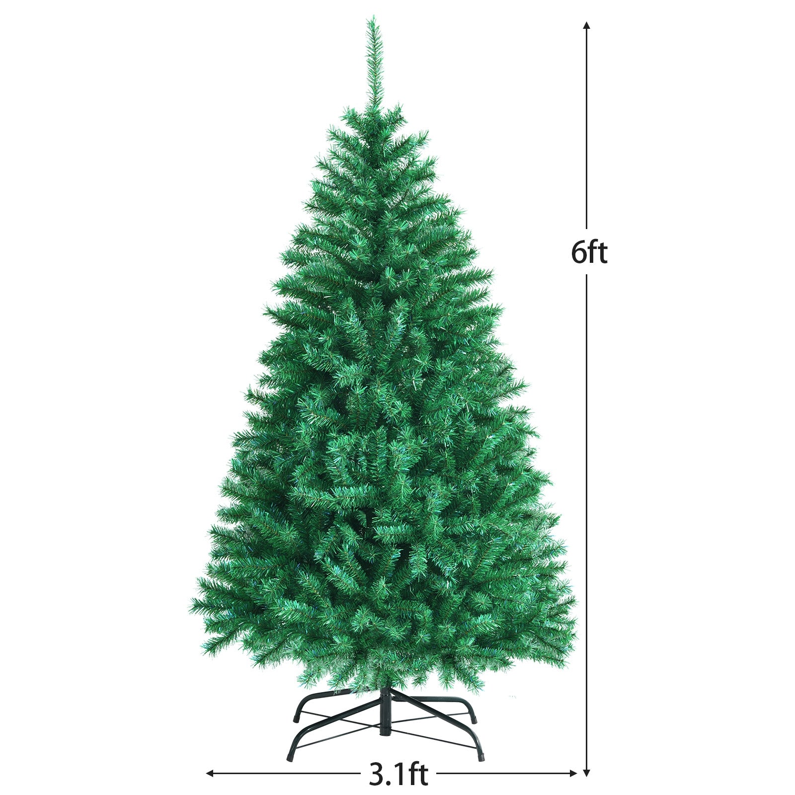 6 Feet Green Artificial Christmas Tree with 736 Iridescent Branch Tips