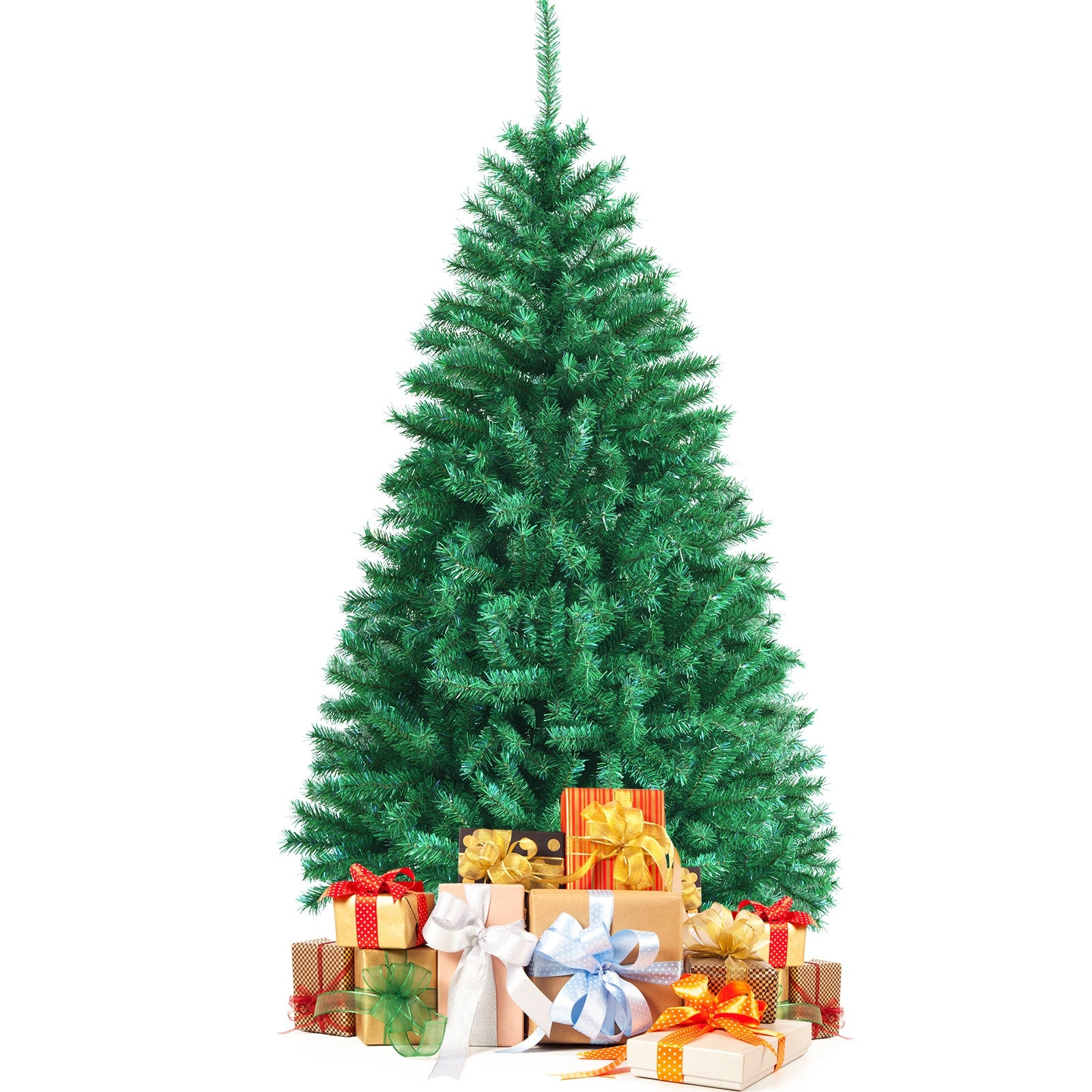 6 Feet Green Artificial Christmas Tree with 736 Iridescent Branch Tips