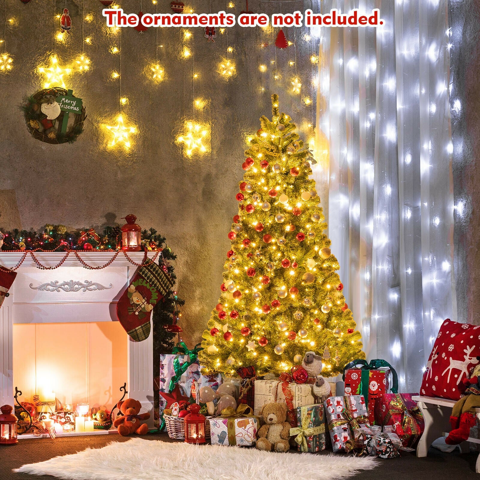 Artificial Hinged Christmas Tree with Remote-controlled Color-changing LED Lights-6'